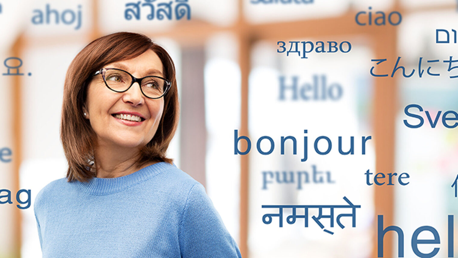 vision and old people concept - smiling senior woman in glasses over greeting words in different foreign languages Schlagwort(e): woman, old, senior, translator, language, foreign, business, businesswoman, translation, speech, translate, multilingual, dictionary, international, office, hello, hi, world, many, education, talk, speak, various, entrepreneur, professional, occupation, communication, specialist, polyglot, knowledge, learning, vocabulary, word, glasses, mature, adult, beautiful, female, elderly, aged, retired, 60s, person, people, concept, background, smiling, happy, copyspace, copy space